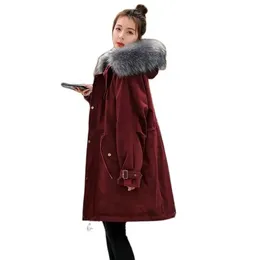 Parkas 2021 vinter ny stil bomullspadded jacka kvinnor vindbrytare midlängd hong kong stil koreansk stil lös paj övervinna kappa