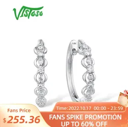 Charm Vistoso 14k äkta 585 Vittguldörhängen för Lady Glamorous Elegant Sparkling Diamond Luxury Wedding Engagement Fine SMYELLTY