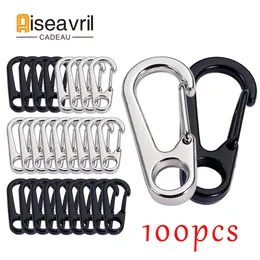 100 Stück Karabinerverschluss-Schnalle Keychian Mini-Karabiner Outdoor-Camping-Wanderschnallen Legierungsfeder-Karabinerhaken Schlüsselanhänger Werkzeugclips 240104