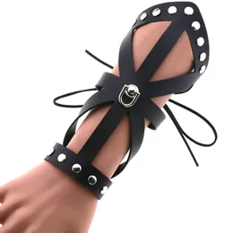 Stage Wear Dance Accessories Hip Hop Unisex PU Leather Bandage Arm Bracelet Men Gothic Bracelet Women Harajuku Wide Cuff Wrap Cosplay Bangle Jewelry