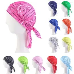 Berets Durag Bandana Esportes Crânio Du Rag Homens Mulheres Cachecol Cabeça Banda Bike Caps Beanie Hat Unisex Bonnet Respirável Tie-Dow Wrap Chapéus