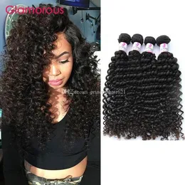 Tramas glamourosas brasileiras malaias indianas peruanas trama de cabelo profundo onda encaracolado 100% cabelo humano original 5 pacotes cutícula completa virgem hum