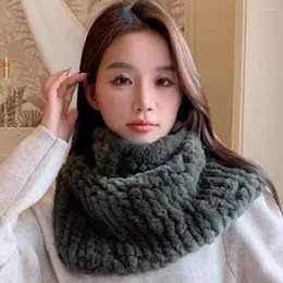 Scarves Natural Rex Fur Double-sided Woven Elastic Shawl Triangular Temperament Warm Scarf Big Neck Cover