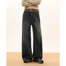 Dżinsy damskie WCFCX Studio Casual Street szeroka noga zabytkowe kobiety luźne dżinsowe spodnie jesienne moda wszechstronne proste potrok