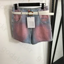 Schillernde Gürtel-Denim-Shorts für Damen, modisch, sexy, unregelmäßige Röcke mit hoher Taille, Designer-Halbrock mit Reißverschluss