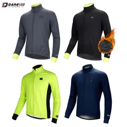 Darevie Cycling Jacket Men Winter Thermal Fleece Cycling Jacket 남성 여성 워밍업 Windproof--5-10C Windproof Bike Jacket 240104