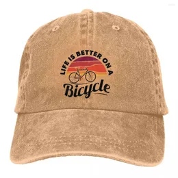 Ball Caps Fashion Life Is Better On A Bicycle Cycling Design mit Zitat Baseball Cap Männer Hüte Frauen Visier Schutz Snapback Art