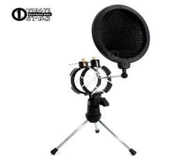 Desktop Adjustable Pop Filter Clip Mikrofon Tripod Folding Karaoke Microphone Stand Windscreen Mask Shield PC Recording Mic Holder2772334