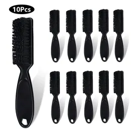 10 pçs lâmina de barbeiro escova de limpeza profissional salão de beleza dupla face espanador de cabelo fade ferramenta escova pequena barba escovas de barbear 240104