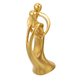 Couple Ornaments Resin Craft Statues Gold Decor Crafts Sculpture Book Shelves Desktop Lover Hug Kiss Figurines 240103