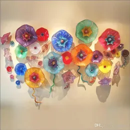 Lamps arrival blown glass wall plates customized colored handmade blown murano glass wall art made in china for hotel decor