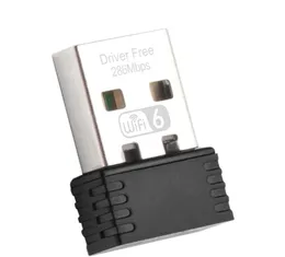 286 Mbps Mini USB Wi -Fi 6 Adapter 2.4G bezprzewodowy Dongle Bezpłatny odbiornik karty sieci LAN na komputer stacjonarny PC