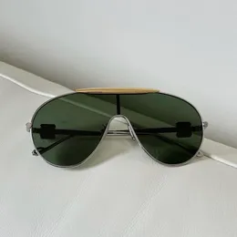 Piloto Gafas de sol de gran tamaño Plata Metal Lente verde Mujeres Hombres Diseñador Gafas de sol Sombras Sunnies Gafas de sol UV400 Gafas con caja