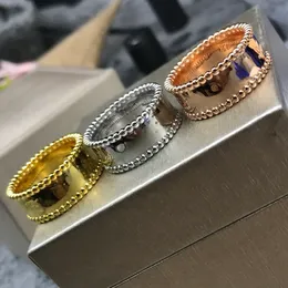 Brand Signature Ring Bead edge can be folded to wear 925 silver plated gold fashion All-match light bead ring pair rings