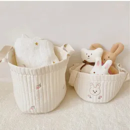 Storage Bags Toy Basket Laundry Bucket Cotton Linen Fabric Waterproof Dirty Clothes