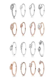 Cluster Rings High-quality 925 Silver Rose Gold Love Knot Charm, Fairy-tale Light, Heart-shaped Ring, Original Jewelry For Ladies2848730