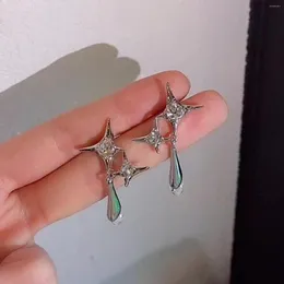 Dangle Küpe Basit Işıltı Damla Drop Rhinestone Kadın için Zarif Püskül