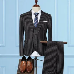 Men's Suits 2024 Winter Wool-like Dark Stripe Houndstooth Design Suit For Men