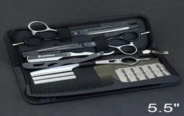55QUOT Barbers Hair Cutting Scissors 일본 강철 미용사 가위 키트 헤어 클리퍼 살롱 도구 머리카락 얇게 얇게 썬 전단 Barber7950128