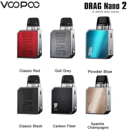 Original VOOPOO Drag Nano 2 Kit 800mAh Bateria 20W Vape 2ml 0.8ohm 1.2ohm Cartucho Pods Vaporizador de cigarro eletrônico
