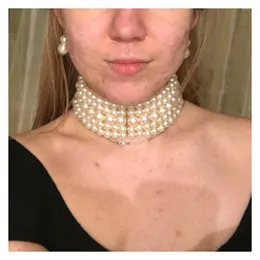 Ketten 2024 Modeschmuck Multi Layer Imitation Perlenketten für Frauen Party Hochzeit Braut Halskette Kragen Choker Der Hals