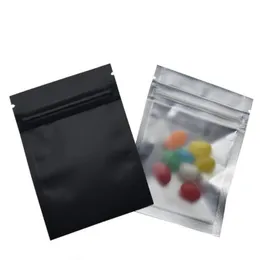 100pcs / lot 75x10cm 무광택 검은 색 / 투명 전면 지퍼 가방 Resealable Zip Lock 알루미늄 호일 비닐 가방 음식 식료품 포장 Mylar 포일 HPIC