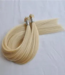 Dubbel ritad blond färg 613 fläktspets hårförlängningar remy hår rak våg 1 g per bit 200 g per parti dhl7833703