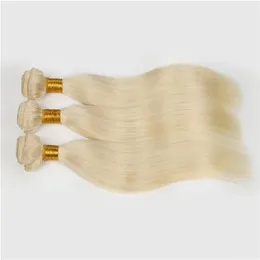 Плетение европейских блондинок № 613 100% необработанные человеческие волосы Remy, переплетение белых светлых прямых волос, 4 пучка натуральных волос, вшитые наращивание волос Бесплатно