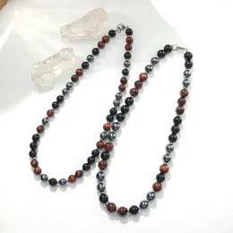 Choker Lii Ji 10mm/12mm Red Tiger's Eye Hematite Black Agate Multi Stone Stainless Steel Necklace 52cm Trendy For Male