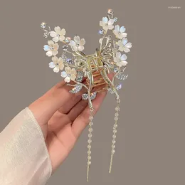 Fashion Pearl Flower Tassel Hair Clis For Women Elegance Claw Cute Sweet Headdress Korean Exquisite Accessoires