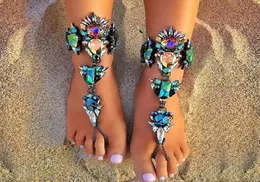 Moda casamento descalço tornozeleira sandálias praia pé jóias sexy torta perna corrente feminino boho cristal tornozeleira para women6146664
