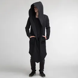 Winterkleding heren vest met capuchon lange trenchcoat streetwear effen kleur verdikte windjack hoodie jassen s-3xl 240104