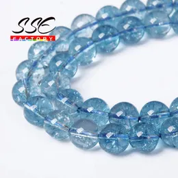 Perline Aaaaa Quarzo naturale Perline di topazio blu Perline di cristallo blu Perline di pietra naturale per la creazione di gioielli Bracciale collana fai da te