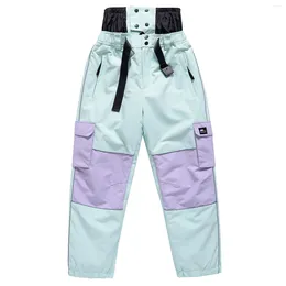 Skiing Pants Color Blocking Small Foot Ski Windproof Waterproof Thickened Warm Breathable Single And Double Board