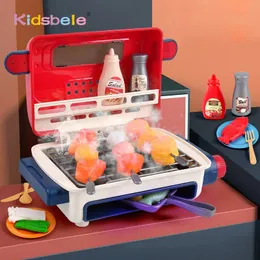 Kinder BBQ Grill Küche Spielzeug Mini Elektrische Grill Spiel Simulation Spielen Lebensmittel Kochen Musik Licht Pretend Spielen Spielzeug Für Kinder 240104