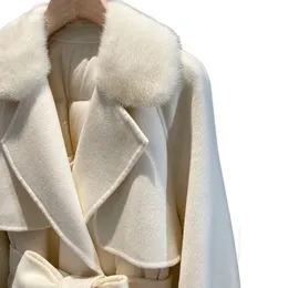Kadınlar tasarımcı markası tweed ceket çift taraflı ni beyaz ördek aşağı ceket uzun kalınlaşmış soğuk ince rüzgar köprüsü15lol 1c2ee