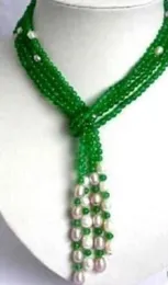 6 mm jade verde blanco perla bufanda forma kołnierz 50 quotss0252093685