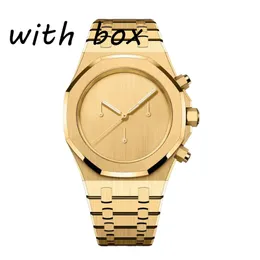 26240 Hochwertige Herrenuhr, 42 mm, Top-Designer-Edelstahl, Luxusarmband, Weihnachtsgeschenk, Gold, schwarzes Saphirglas, Schwimmquarzuhren, Timing-Code u1watc