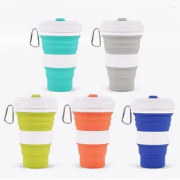 Cups Saucers 1Pc 550ML Folding Coffee Cup Mugs Silicone Outdoor Collapsible Water Portable Travel Retractable Drinking Bottle With Lid