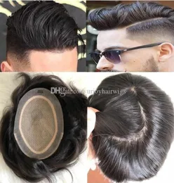 Mens Hair Wig Hairpieces Straight Full Silk Base Toupee 10A Malaysian Virgin Human Hair Replacement for Men Fast Express Delivery6121405