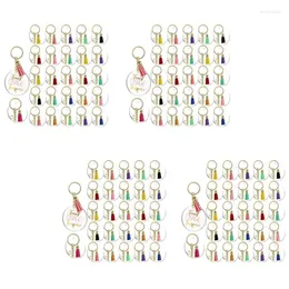 Keychains 480Pcs Acrylic Keychain Blanks Tassels Clear Circle With Hole Key Rings Chain Jump For DIY