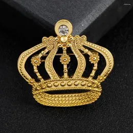 Brosches Golden Crown Lapel Pins Vintage Crystal for Women Girls Bag Backpack Jacket Smyckedekoration