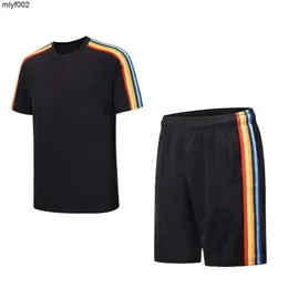 Högkvalitativ sommarkvinnors träningsduits mode casual mens korta ärm sportkläder yoga set lyxdesigners mäns träning bomull två bit jogging kostymer