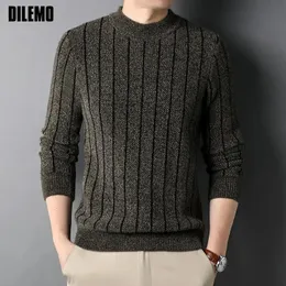 Top Grade Thick Autum Fashion Brand Knit Pullover Warm Sweater Winter Woolen Oneck Casual Mens Knitted Jumper Clothes 2023 240104