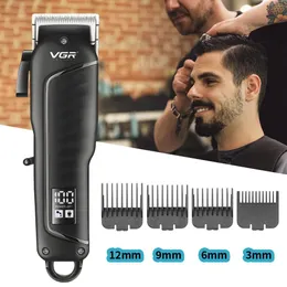 Aparador de cabelo recarregável vgr para homens, barbeador profissional, máquina de corte de cabelo, acessórios de barbeiro, máquina de corte de barba