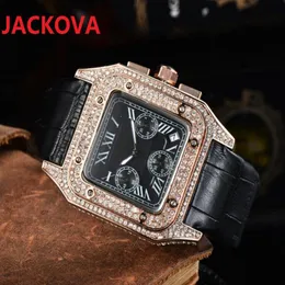 Relogio Masculino Diamonds Mens Quartz Luxury Watch Fashion Day Day Dalendar Gold Bracelet 모든 범죄 광장 로마 손목 시계 Mont258r