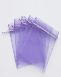 100 Pzlotto Lavanda 7x9 cm 9X12 cm 13X18 cm 11X15 CM Sacchetto di organza Sacchetti regalo per gioielli Borse per bomboniere Borse con coulisse6494009