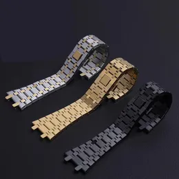 Watchband 21mm 26mm Men Women Full Stainless Steel Bracelet For AP 15400 26331 15500 Watch Strap Folding Buckle 240104