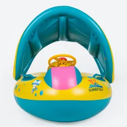 Tillbehör säkerhet baby spädbarn simning float uppblåsbar justerbar solskade sittplats ring simbassäng