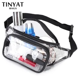 Tinyat Summer Waist Bag PVC Clear Bag Watertofel Jelly Belt för Girl Walk Dog Transparent Casual Fanny Pack 240103